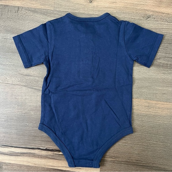 NWT Vintage 90s Cowboys & Angels Navy Henley Short Sleeve Onesie Size 12 Months - Picture 5 of 5